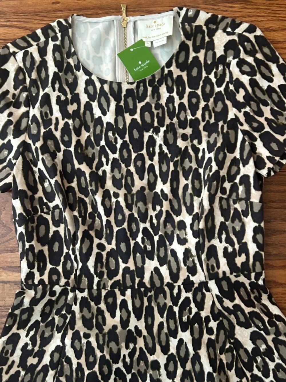 NWT Kate Spade New York Autumn Leopard Fit-and-Flare Dress Classic Beige Size 6 - Picture 7 of 15